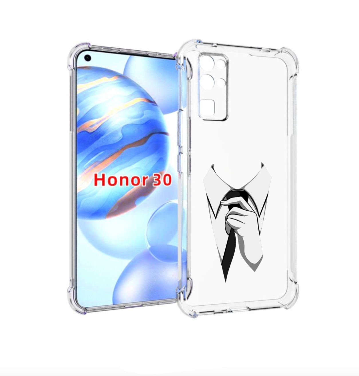 Чехол бампер MyPads галстук для Honor 30 (BMH-AN10) противоударный