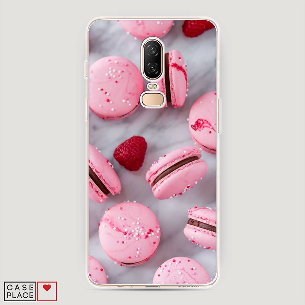 

Чехол Awog на OnePlus 6 / ВанПлас 6 "Макарони с малиной", Серый;розовый, 150550-10