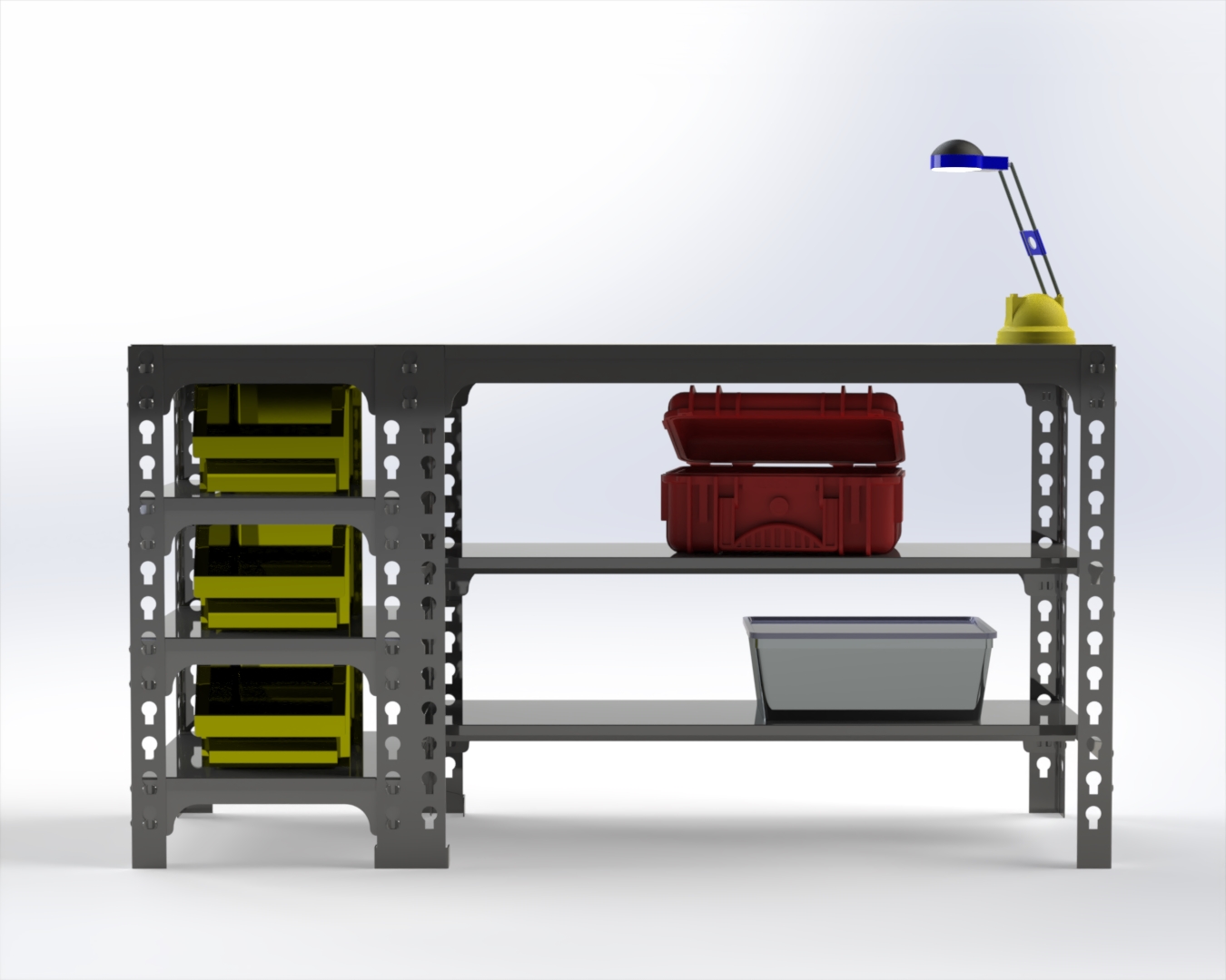 

Стол металлический Metalex 750х1200х400 с боковыми полками (серый)