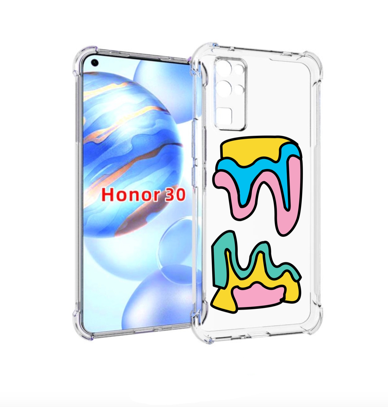 

Чехол бампер MyPads вытекающая-абстракция для Honor 30 (BMH-AN10, Прозрачный, Tocco