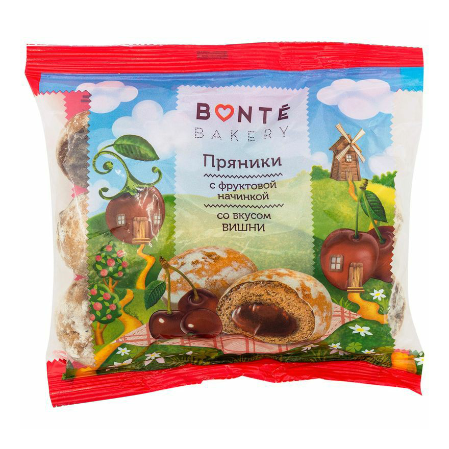 Пряники Bonte заварные глазированные со вкусом вишни 300г 100₽