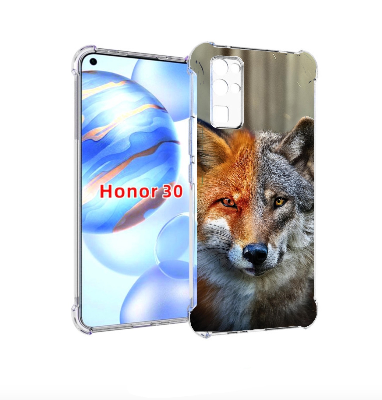 

Чехол бампер MyPads волк-лиса для Honor 30 (BMH-AN10) противоуда, Прозрачный, Tocco