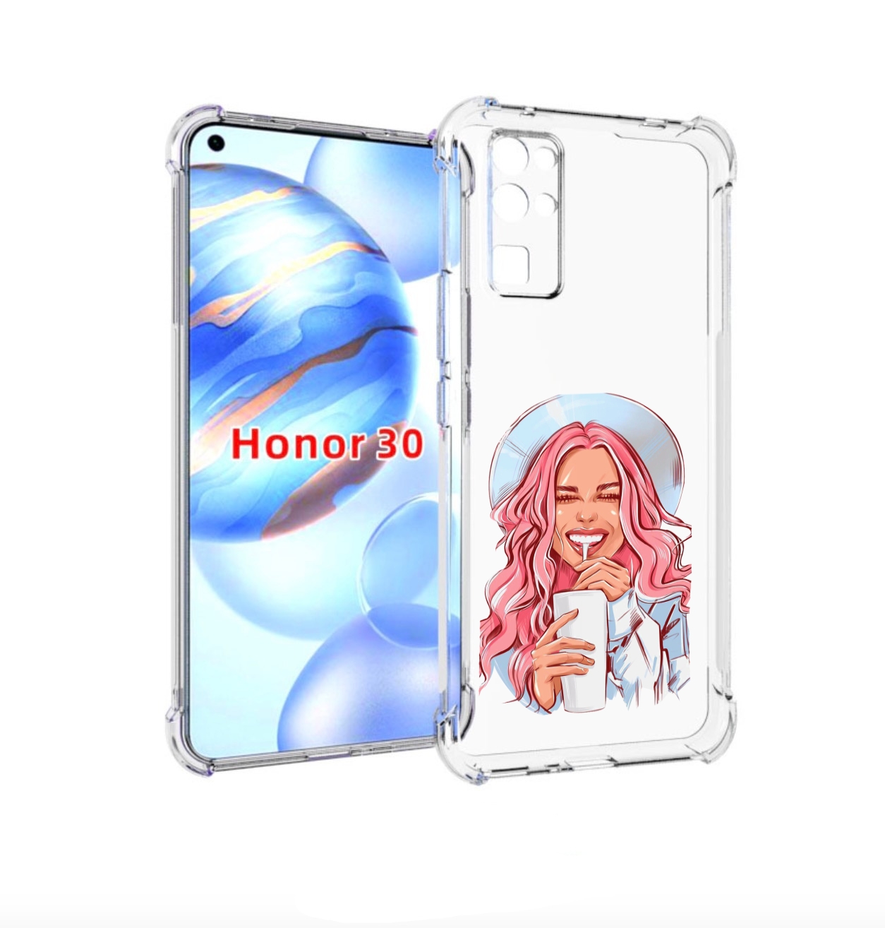 

Чехол бампер MyPads веселая-девушка-модель женский для Honor 30, Прозрачный, Tocco