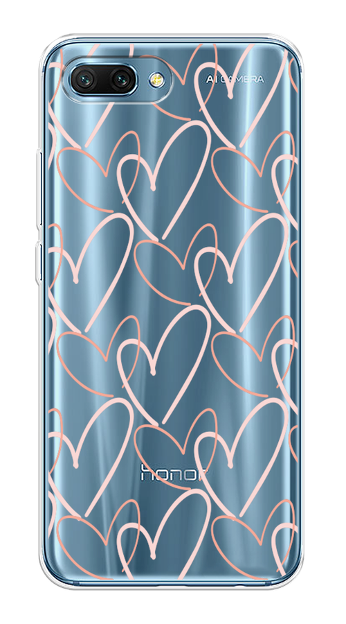 

Чехол на Honor 10 "Узор из сердечек", Розовый;бежевый, 65350-6