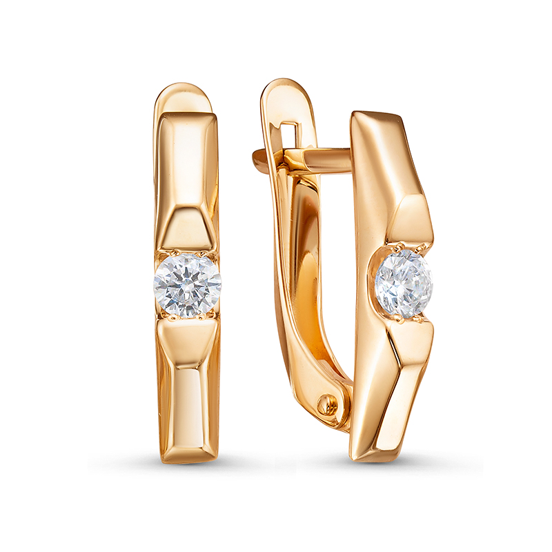 

Серьги из красного золота ЯХОНТ Золотой 2726760, фианит, 2726760