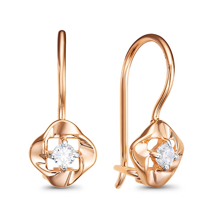 

Серьги из красного золота ЯХОНТ Золотой 2726754, фианит, 2726754