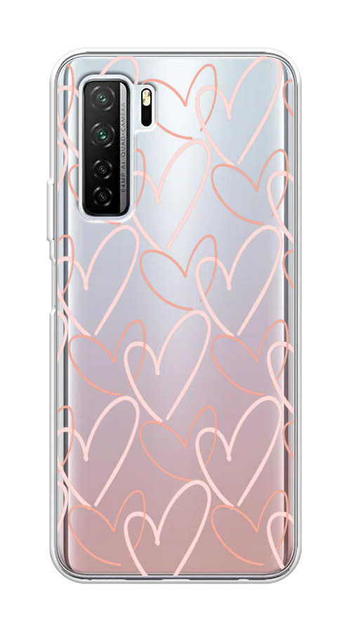 

Чехол на Honor 30S Global "Узор из сердечек", Розовый;бежевый, 6102850-6