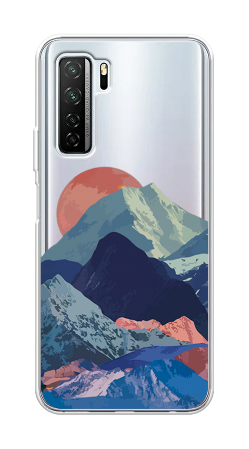 

Чехол на Honor 30S Global "Закат в снежных горах", Красный;серый;голубой, 6102850-2
