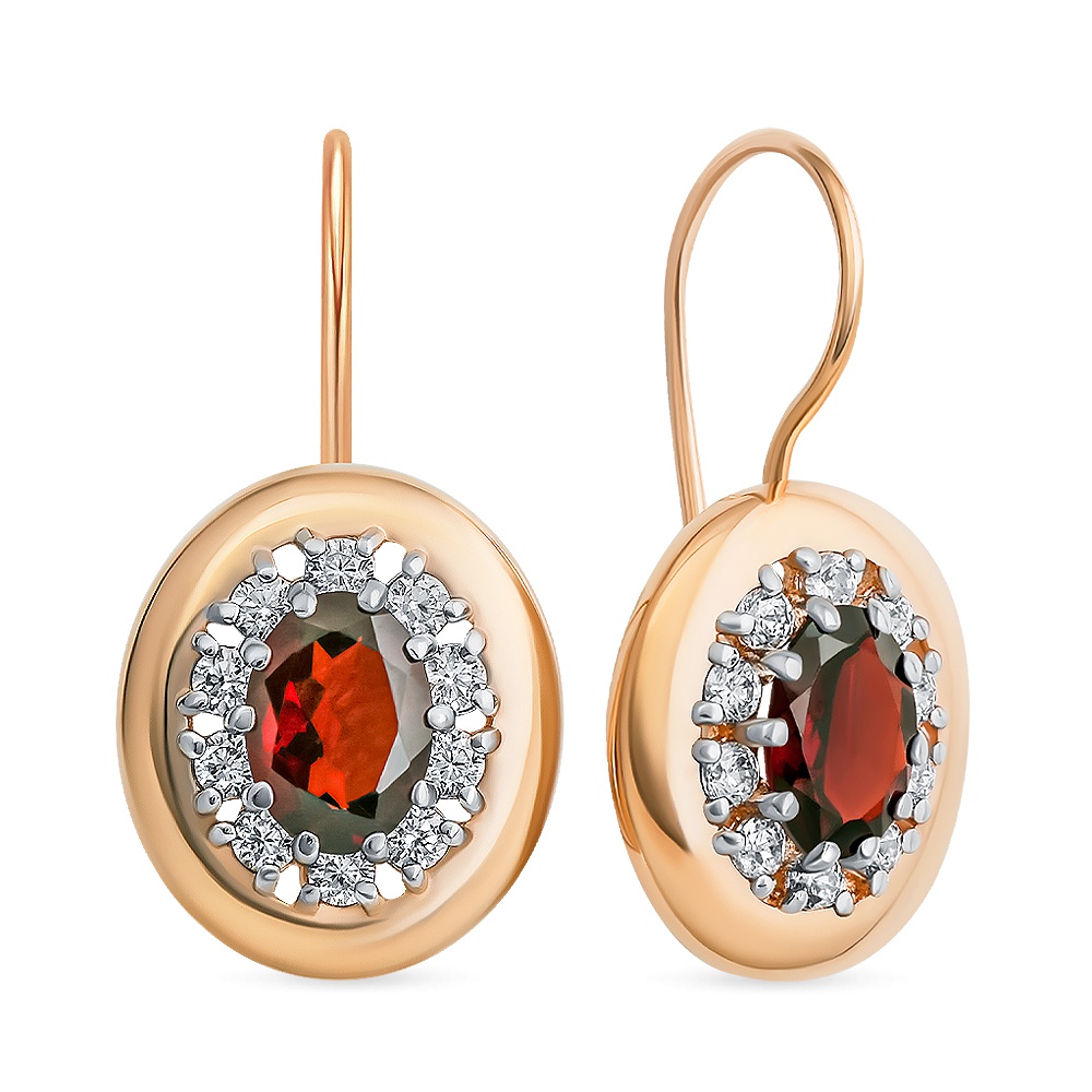 

Серьги из золота 585Gold 202010108, гранат/фианит, 202010108