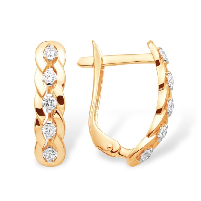 

Серьги из красного золота ЯХОНТ Золотой 2726719, фианит, 2726719