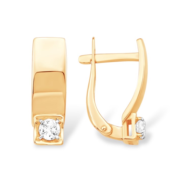 

Серьги из красного золота ЯХОНТ Золотой 2726718, фианит, 2726718