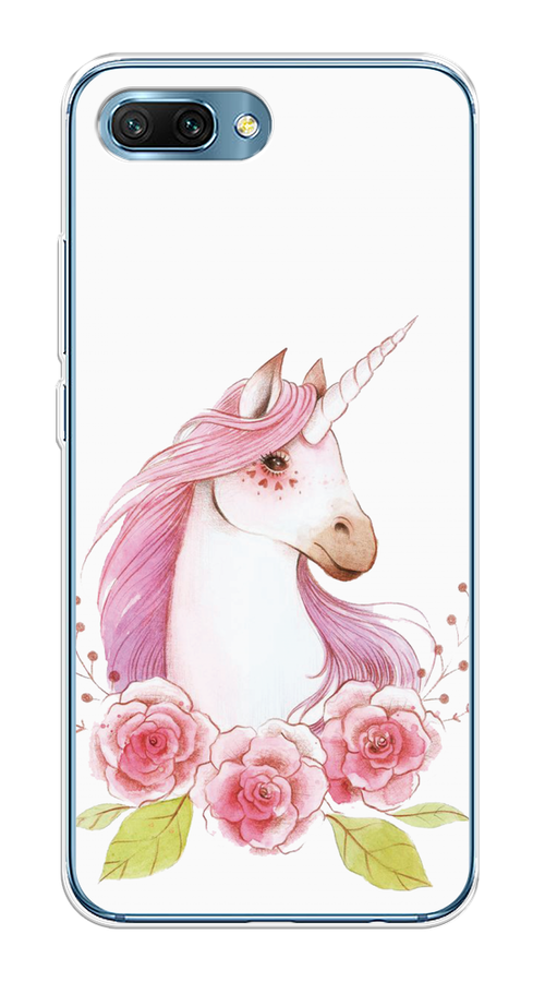 

Чехол на Honor 10 "Единорог цветы", Белый;розовый;серый, 65350-1
