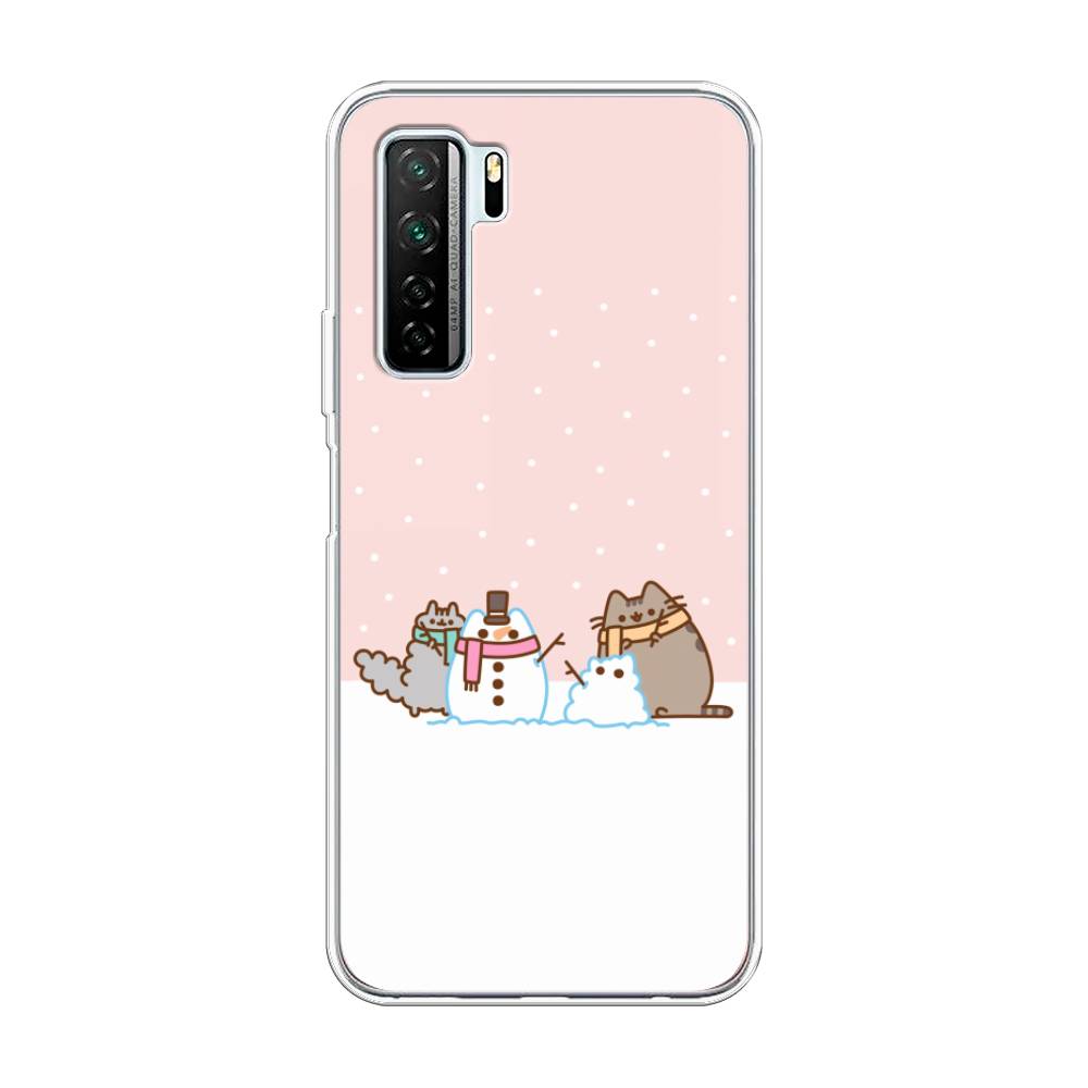

Чехол на Honor 30S Global "Котики в снегу", Розовый;белый;серый, 6102850-5