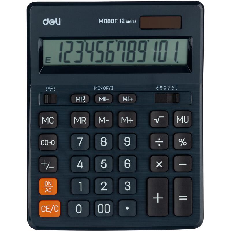 

Калькулятор настольный Deli EM888, 12 разрядов, синий