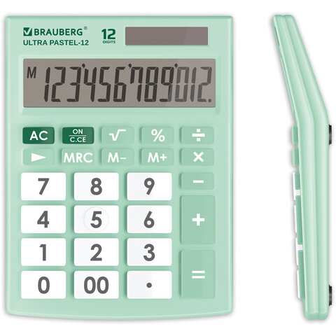 Калькулятор настольный Brauberg Ultra Pastel-12-LG 12-разрядный мятный , 20шт.