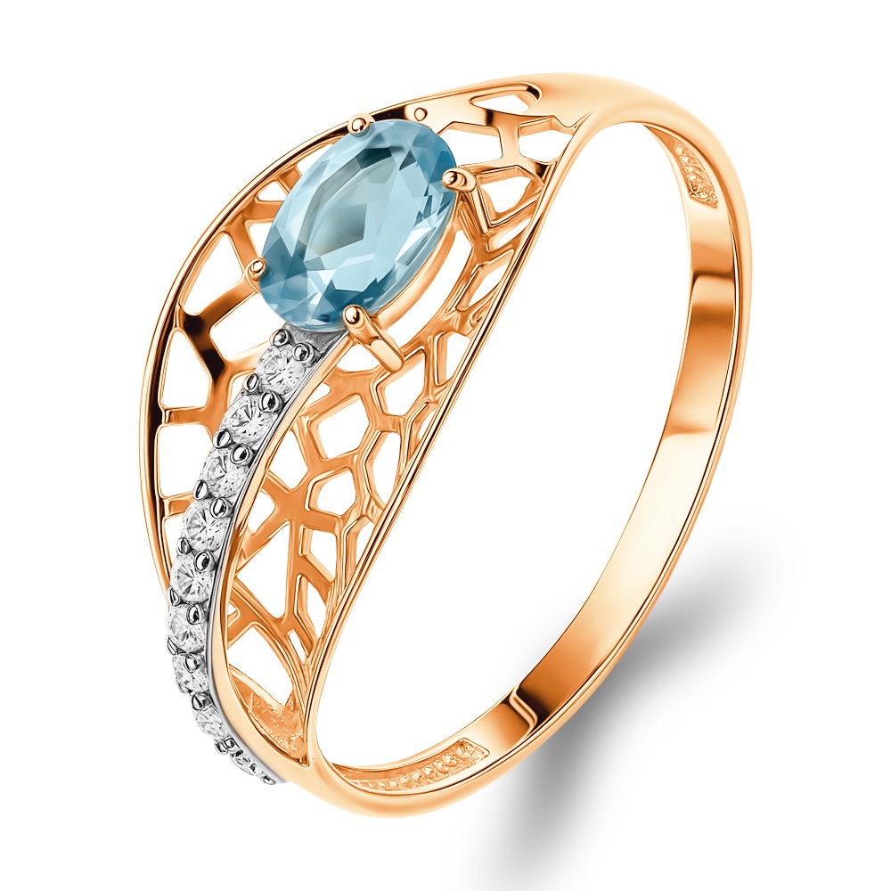 

Кольцо из золота р.  585Gold 201014604, топаз/фианит, 201014604