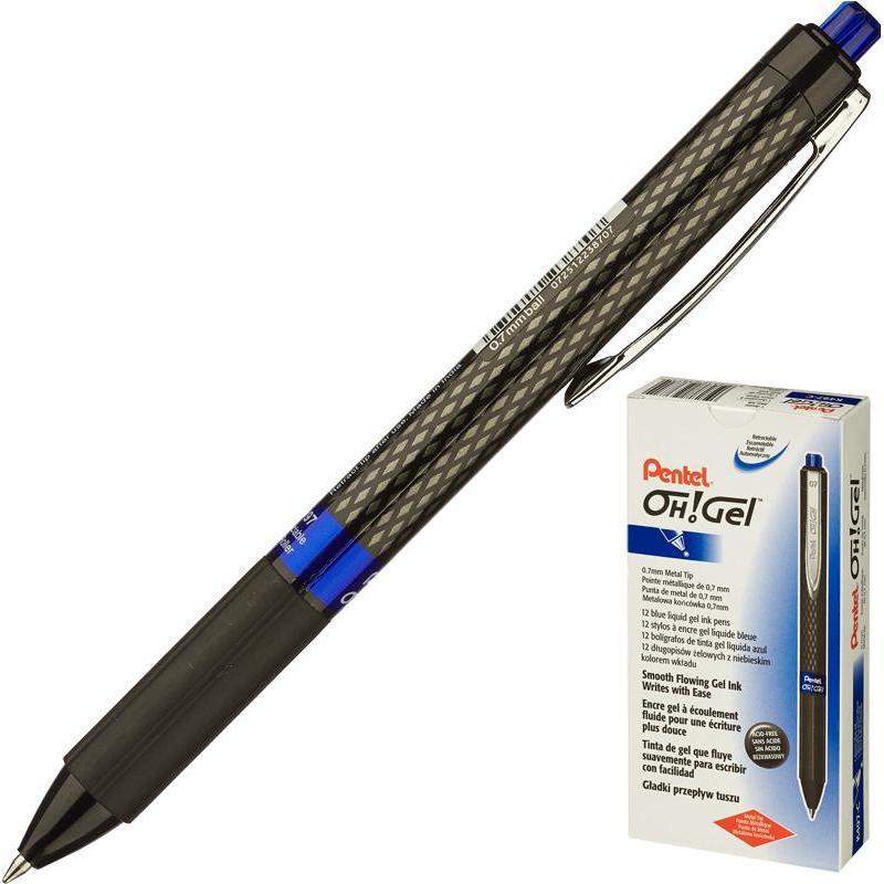 

Ручка гелевая автоматическая Pentel OhGel 0.35мм, синий, резиновая манжетка 12шт.