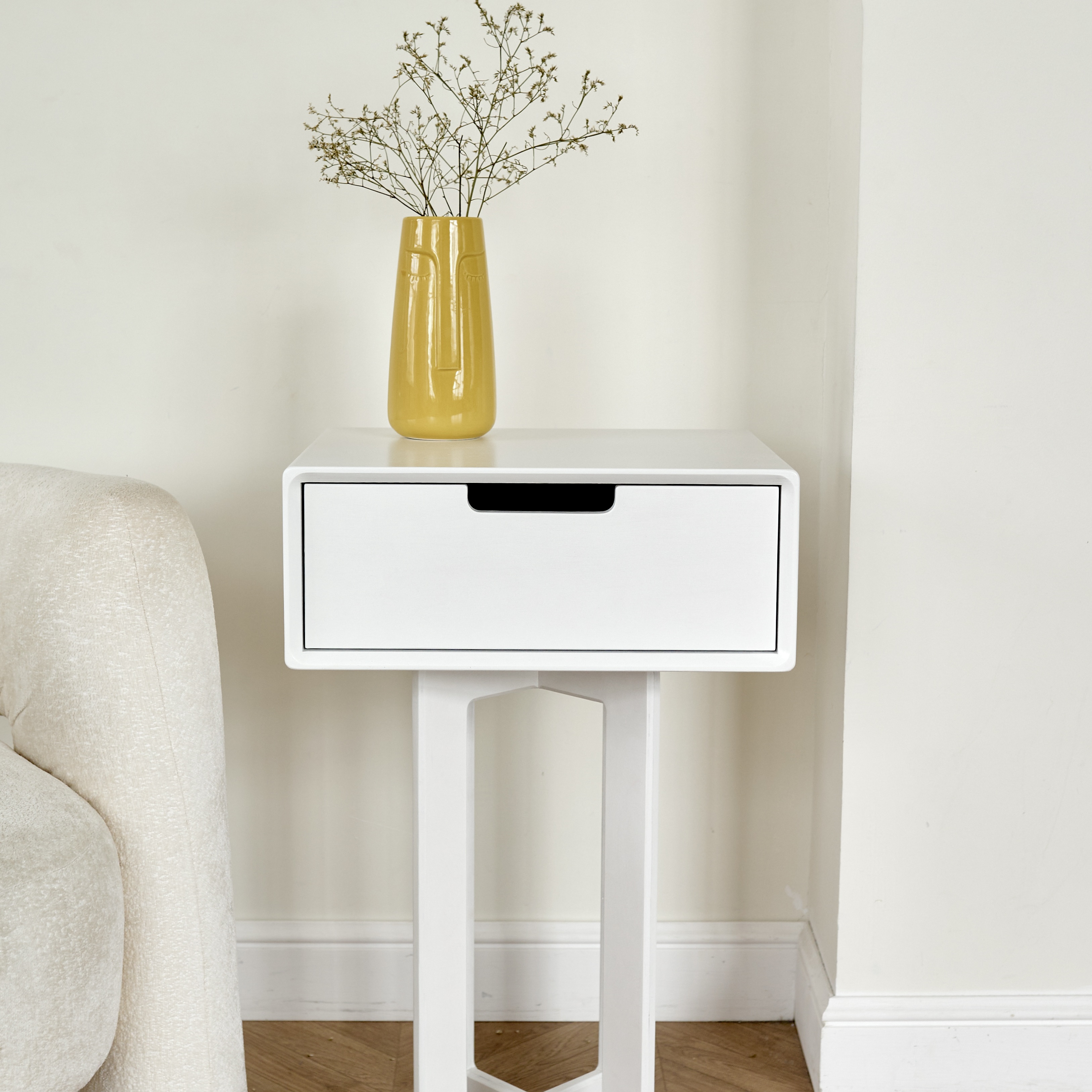 Тумба подвесная прикроватная SUN мебель из дерева, белый, эмаль