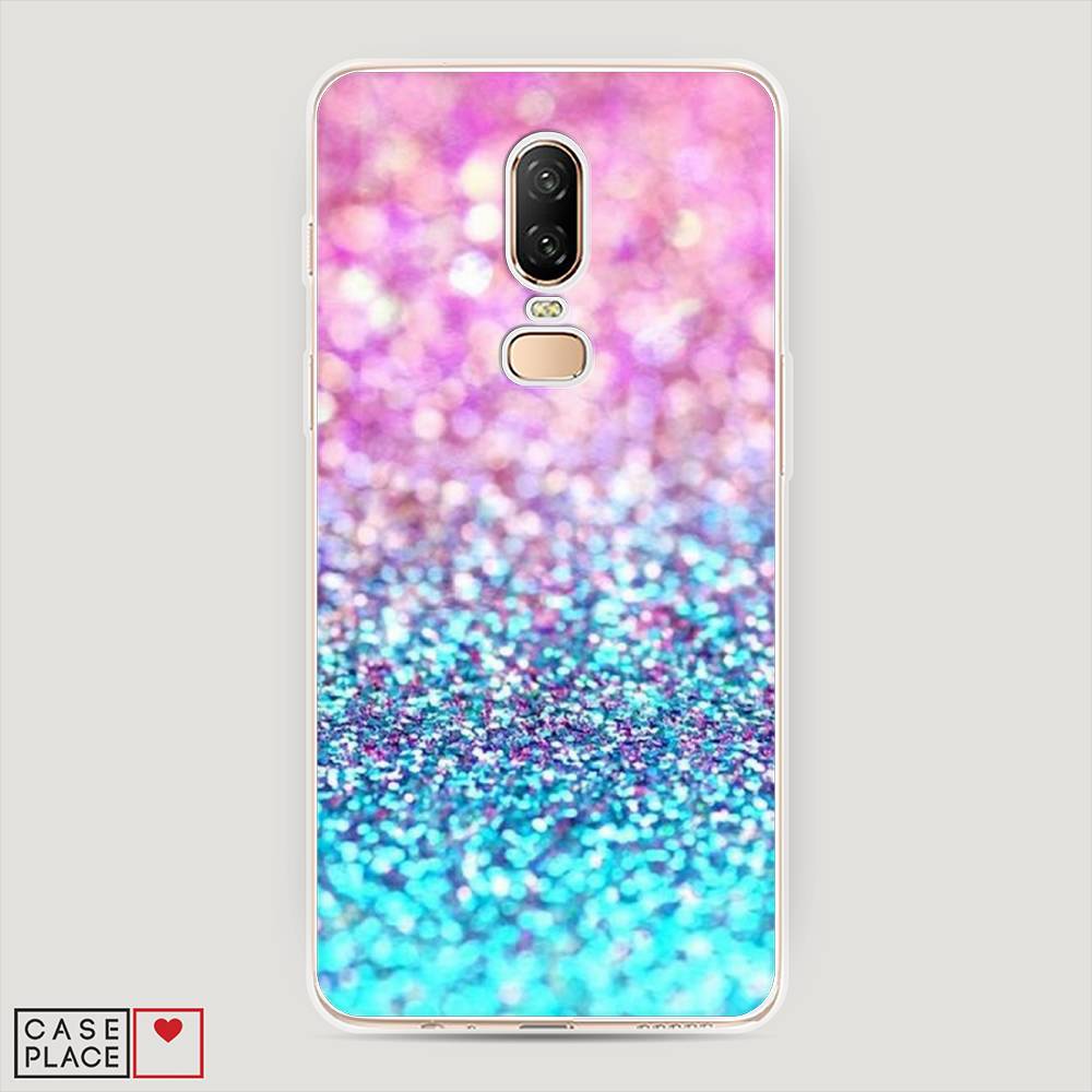 

Чехол Awog "Розово-голубые глиттеры рисунок" для OnePlus 6