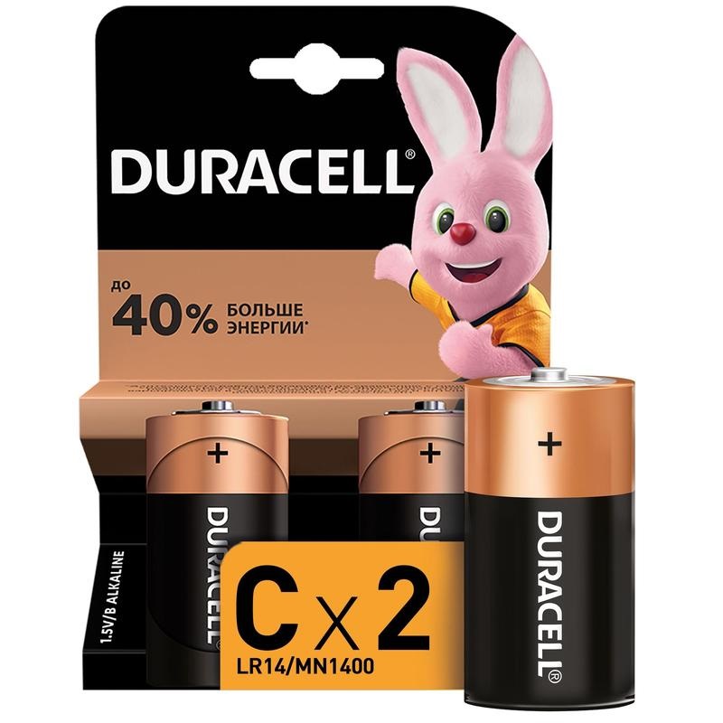 Батарейка Duracell C/LR14-2BL (1.5 В) алкалиновая (блистер, 2шт.) (81483545), 10 уп.