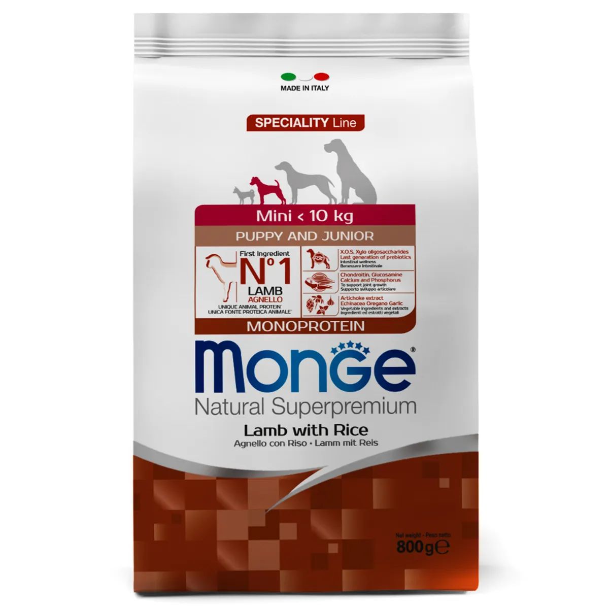 

Сухой корм для щенков Monge Speciality Mini Puppy&Junior, для мелких пород, ягненок, 0,8кг, Speciality Mini Puppy&Junior