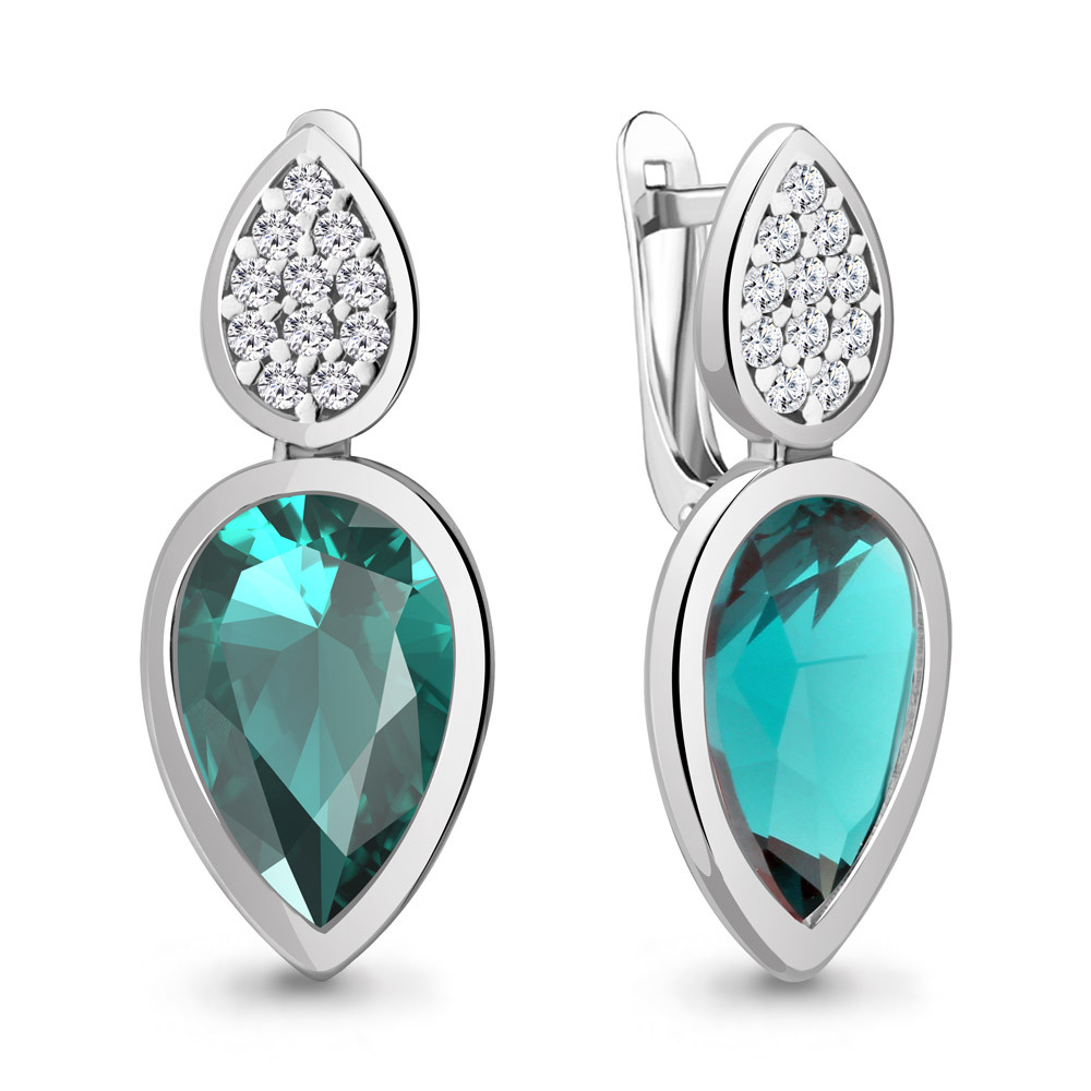 

Серьги из серебра с турмалином, фианитом ЯХОНТ Ювелирный 267120, 267120