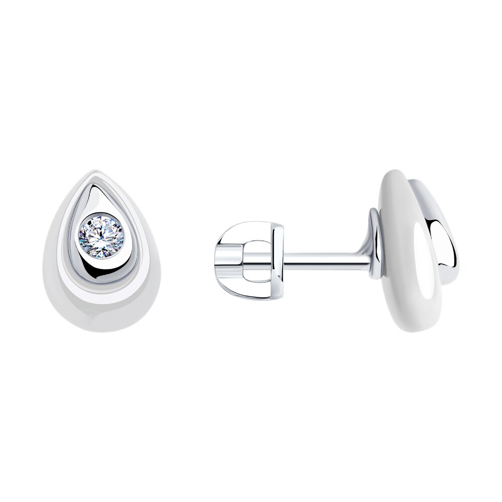 

Серьги из серебра с керамикой, фианитом ЯХОНТ Ювелирный 2700749, 2700749