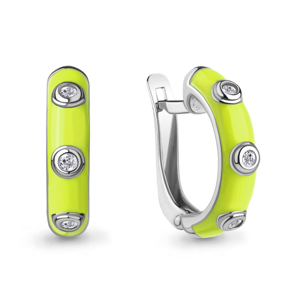 

Серьги из серебра ЯХОНТ Золотой 2700627, фианит/эмаль, 2700627
