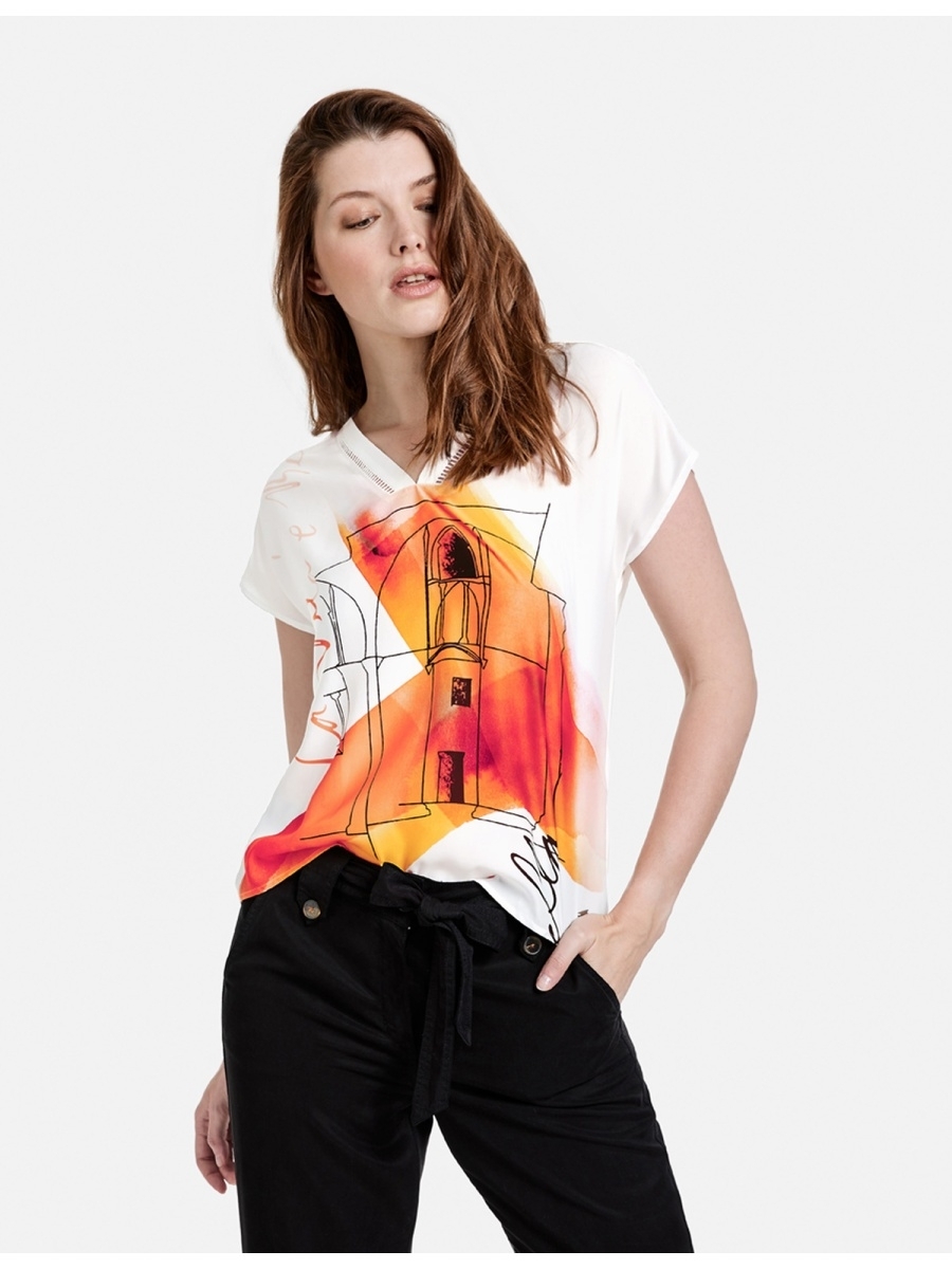 

Футболка женская TAIFUN by GERRY WEBER 771089-16329-9702 белая 38, 771089-16329-9702