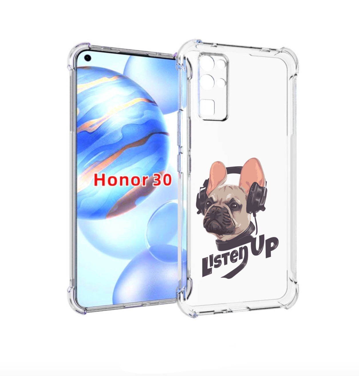 

Чехол бампер MyPads бульдог-слушает-музыку для Honor 30 (BMH-AN1, Прозрачный, Tocco