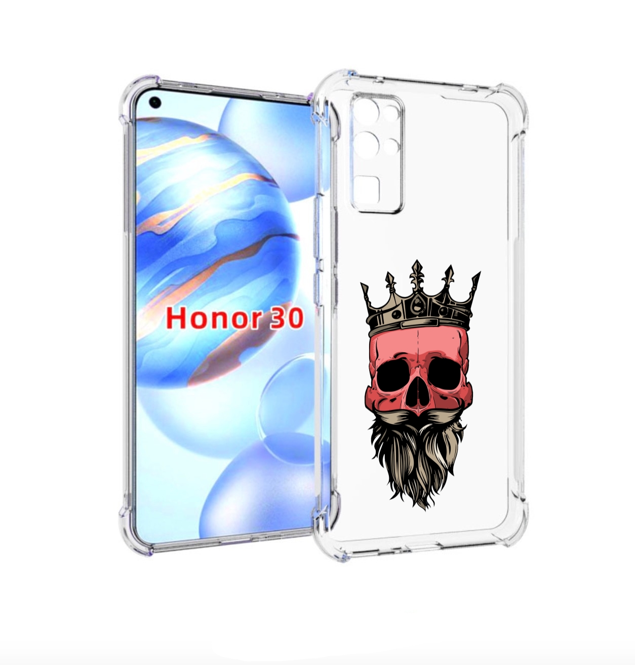 

Чехол бампер MyPads бородатый красный череп мужской для Honor 30, Прозрачный, Tocco