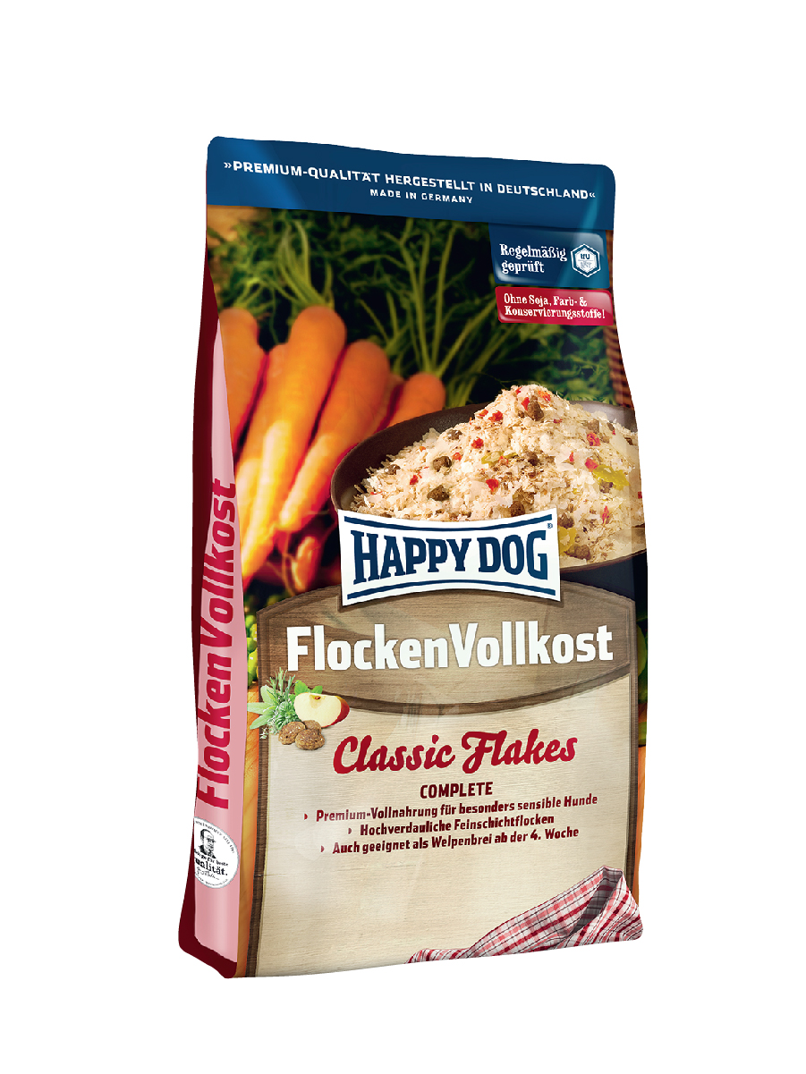 фото Сухой корм для собак и щенков happy dog flockenvollkost classic flakes, злаки, овощи, 10кг