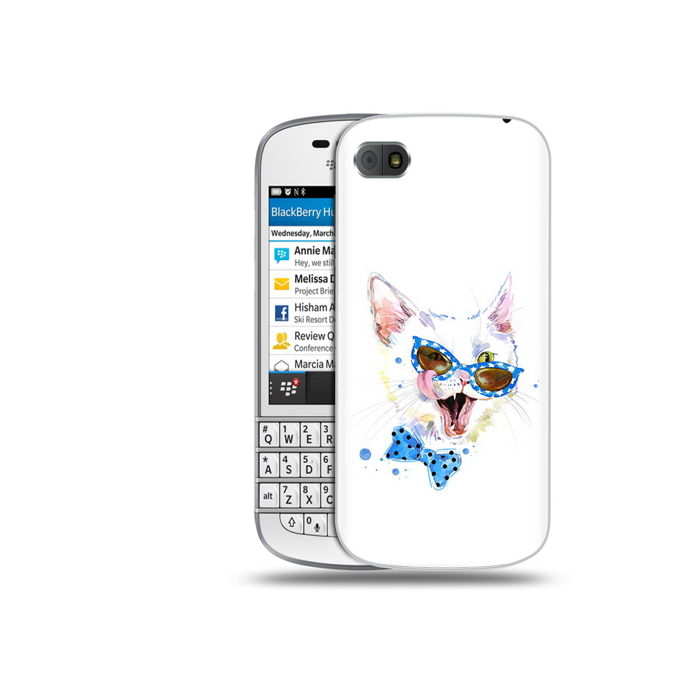 

Чехол MyPads Tocco для BlackBerry Q10 белый кот, Прозрачный, Tocco