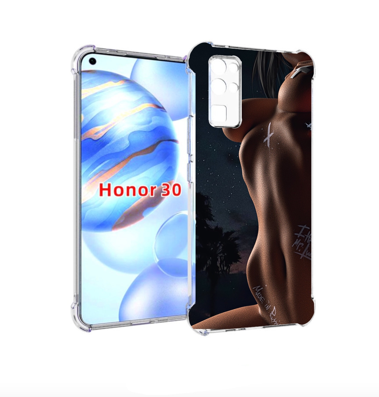 

Чехол бампер MyPads белые-татуировки-на-теле для Honor 30 (BMH-A, Прозрачный, Tocco