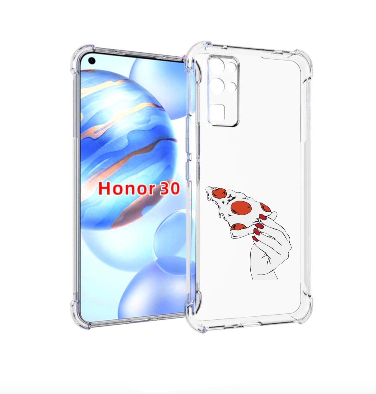 

Чехол бампер MyPads белая-пицца для Honor 30 (BMH-AN10) противоу, Прозрачный, Tocco