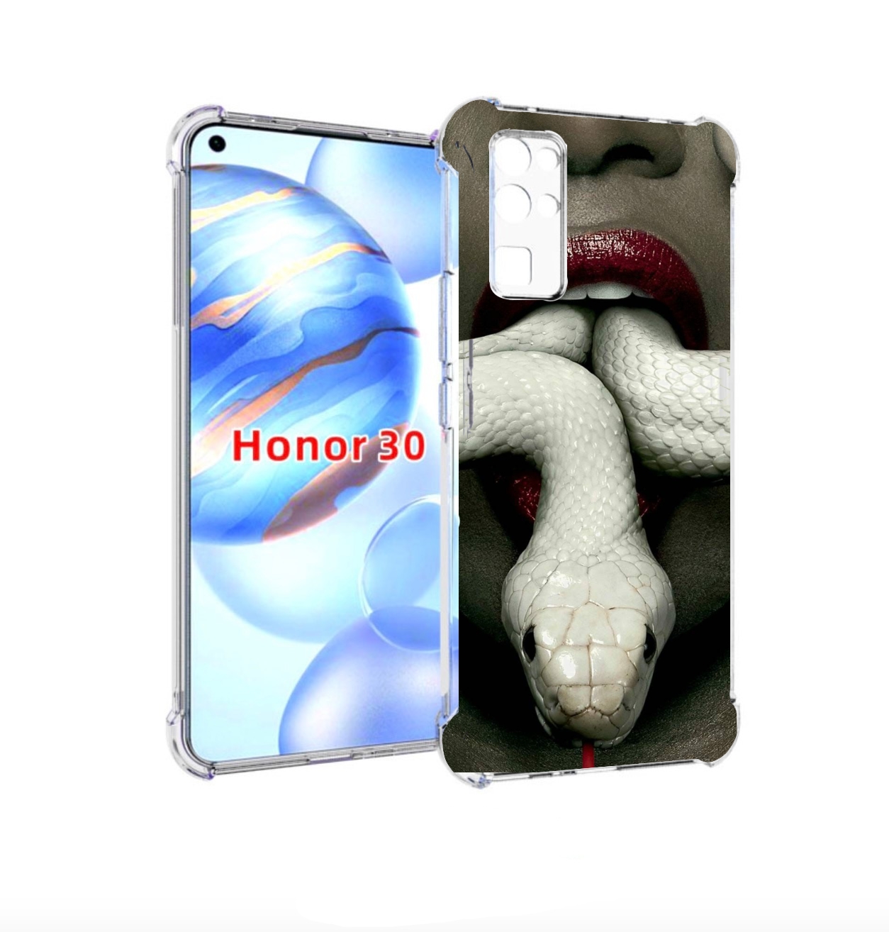 

Чехол бампер MyPads белая-змея для Honor 30 (BMH-AN10) противоуд, Прозрачный, Tocco