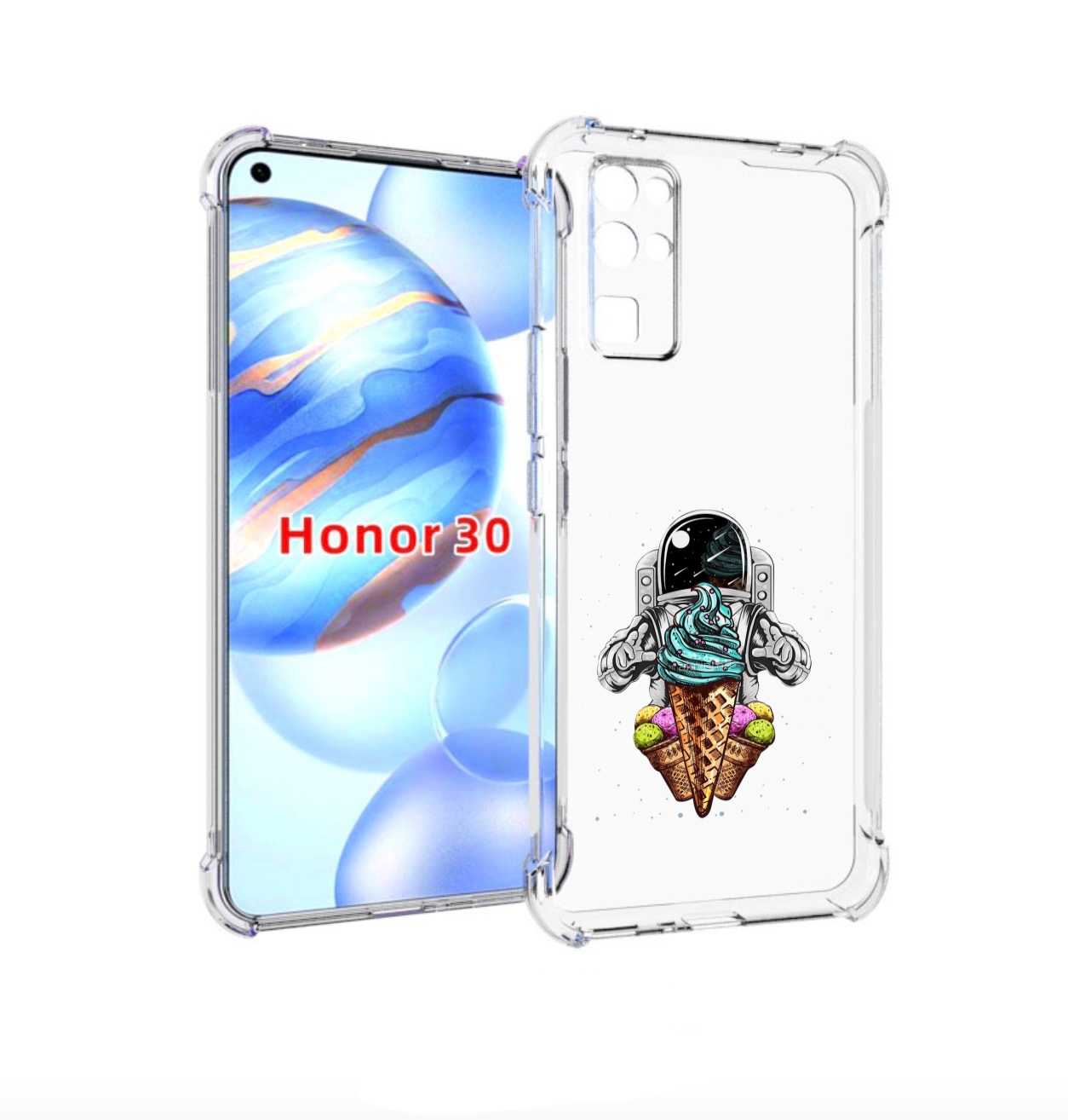 

Чехол бампер MyPads астронавт-любит-мороженное для Honor 30 (BMH, Прозрачный, Tocco