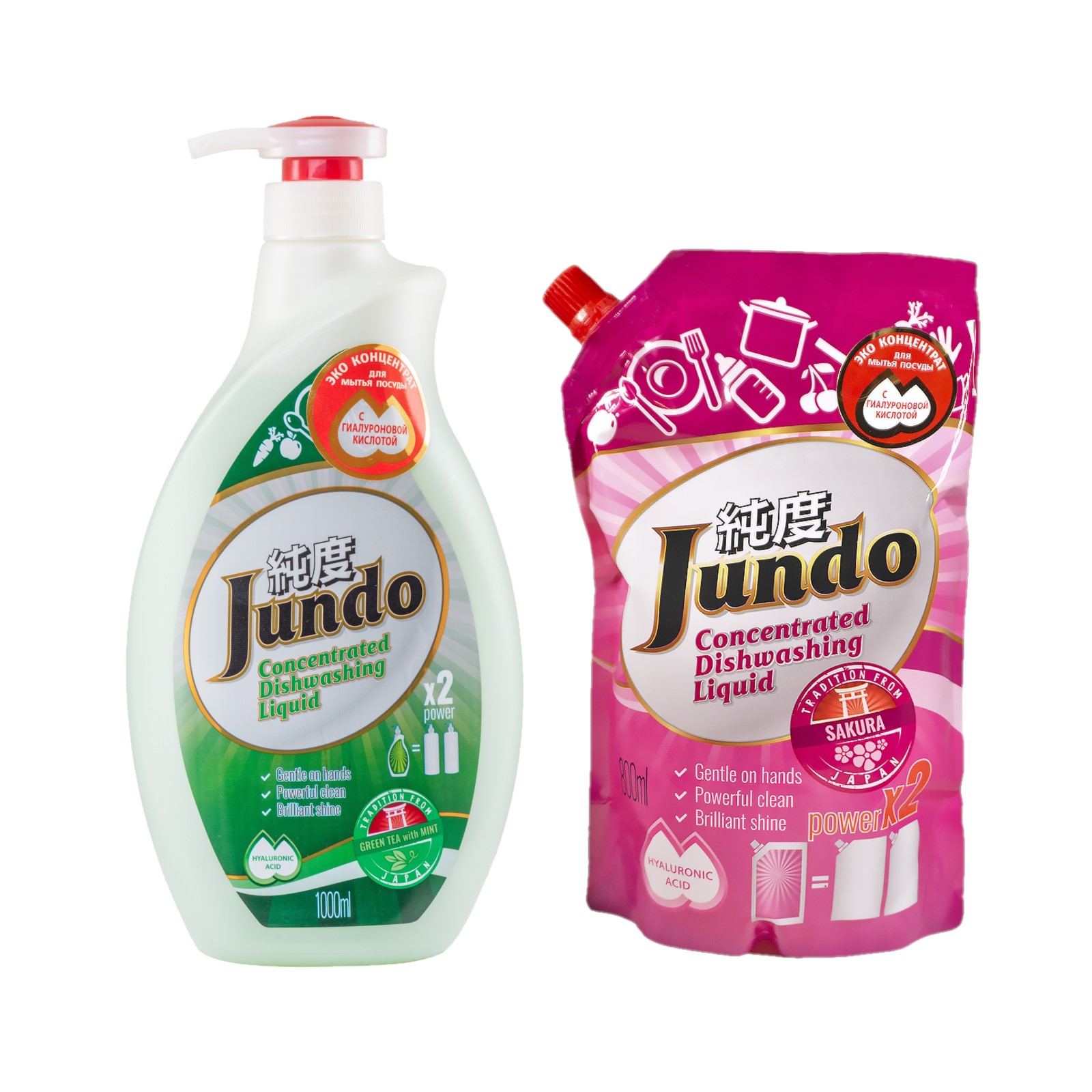 

Гель для мытья посуды Jundo Green tea 1 л + Гель для мытья посуды Jundo Sakura 800 мл