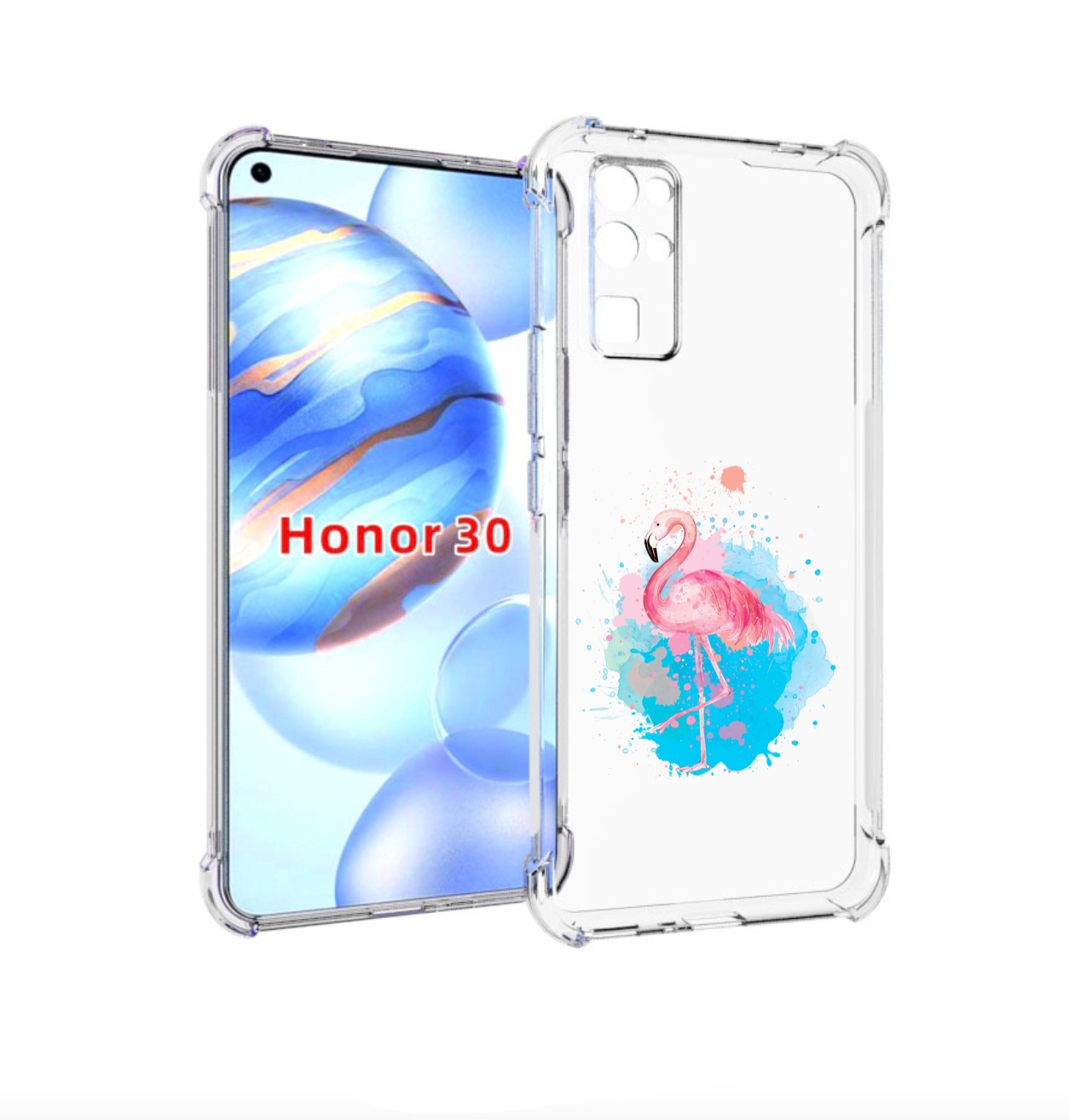 

Чехол бампер MyPads акварельное-фламинго для Honor 30 (BMH-AN10), Прозрачный, Tocco