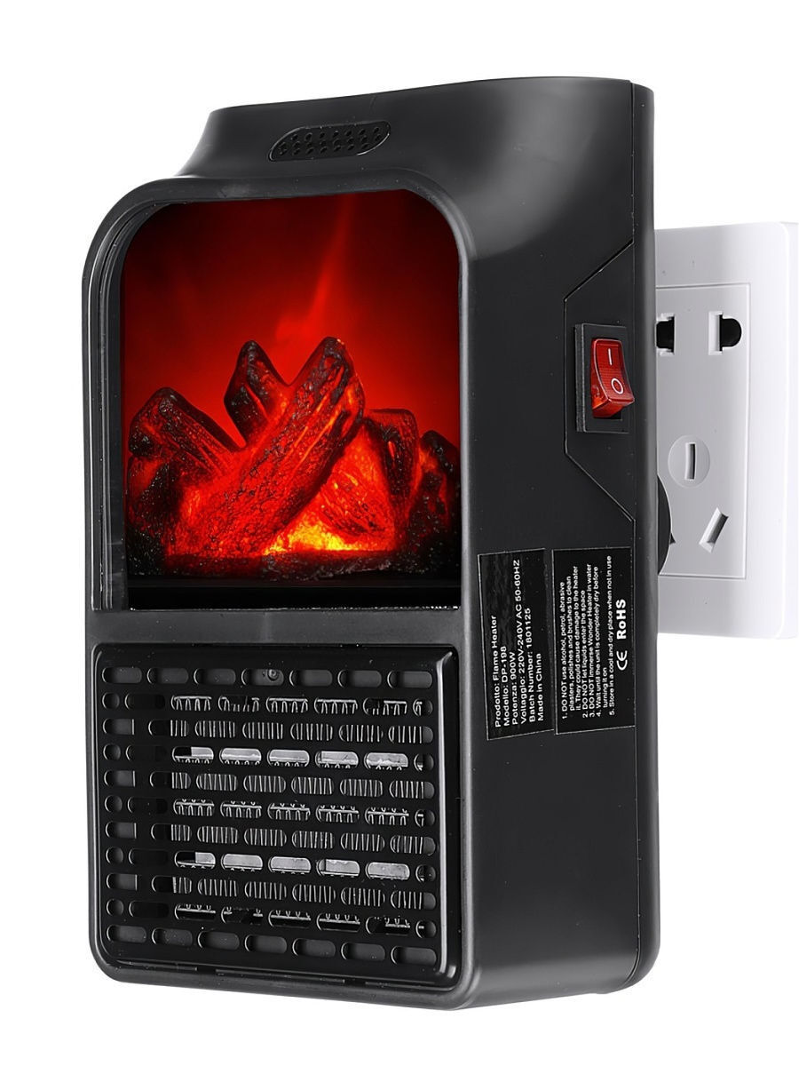 Тепловентилятор GoodStore24 Flame Heater Black ynd 900 900w desktop vertical electric heater ptc ceramic flame retardant space heater 2 gear adjustment eu plug
