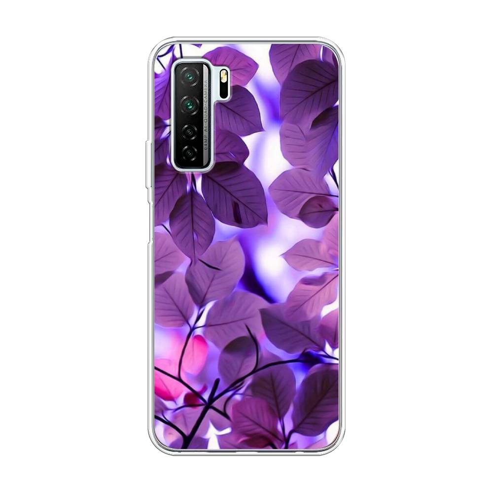 

Чехол на Honor 30S Global "Сиреневые листики", Фиолетовый;голубой, 6102850-2