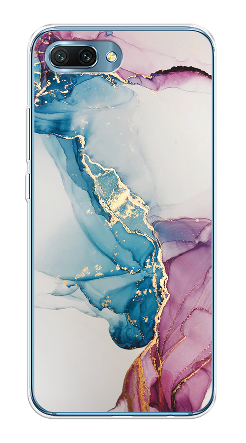 

Чехол на Honor 10 "Розовые разводы рисунок", Синий;розовый;золотистый, 65350-3