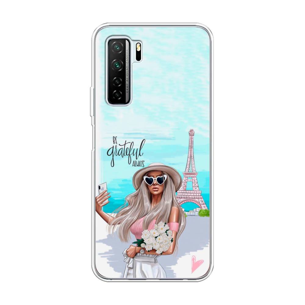 

Чехол на Honor 30S Global "Селфи Париж", Голубой;бежевый, 6102850-6