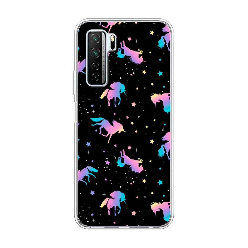 

Чехол на Honor 30S Global "Единороги градиент", Черный;розовый;голубой, 6102850-1