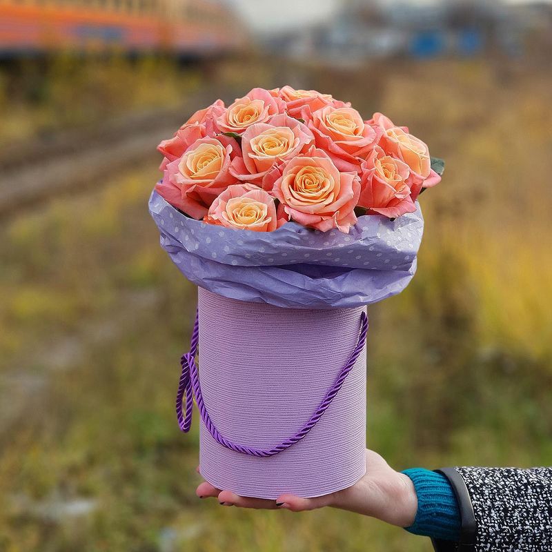 

Букет цветов, Талисман Флора, Коралловые розы, B0008, 30см