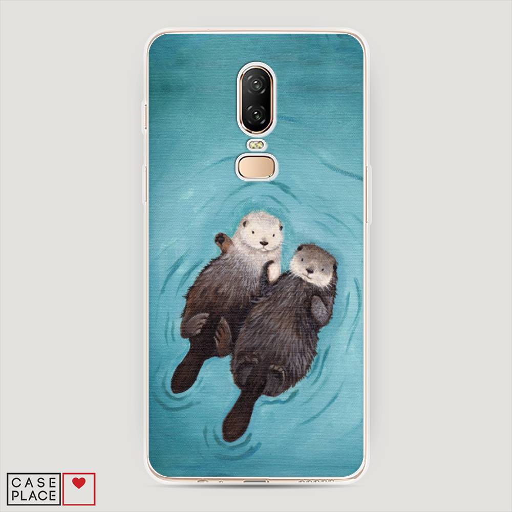 

Чехол Awog на OnePlus 6 / ВанПлас 6 "Парочка бобров", Голубой, 150550-10
