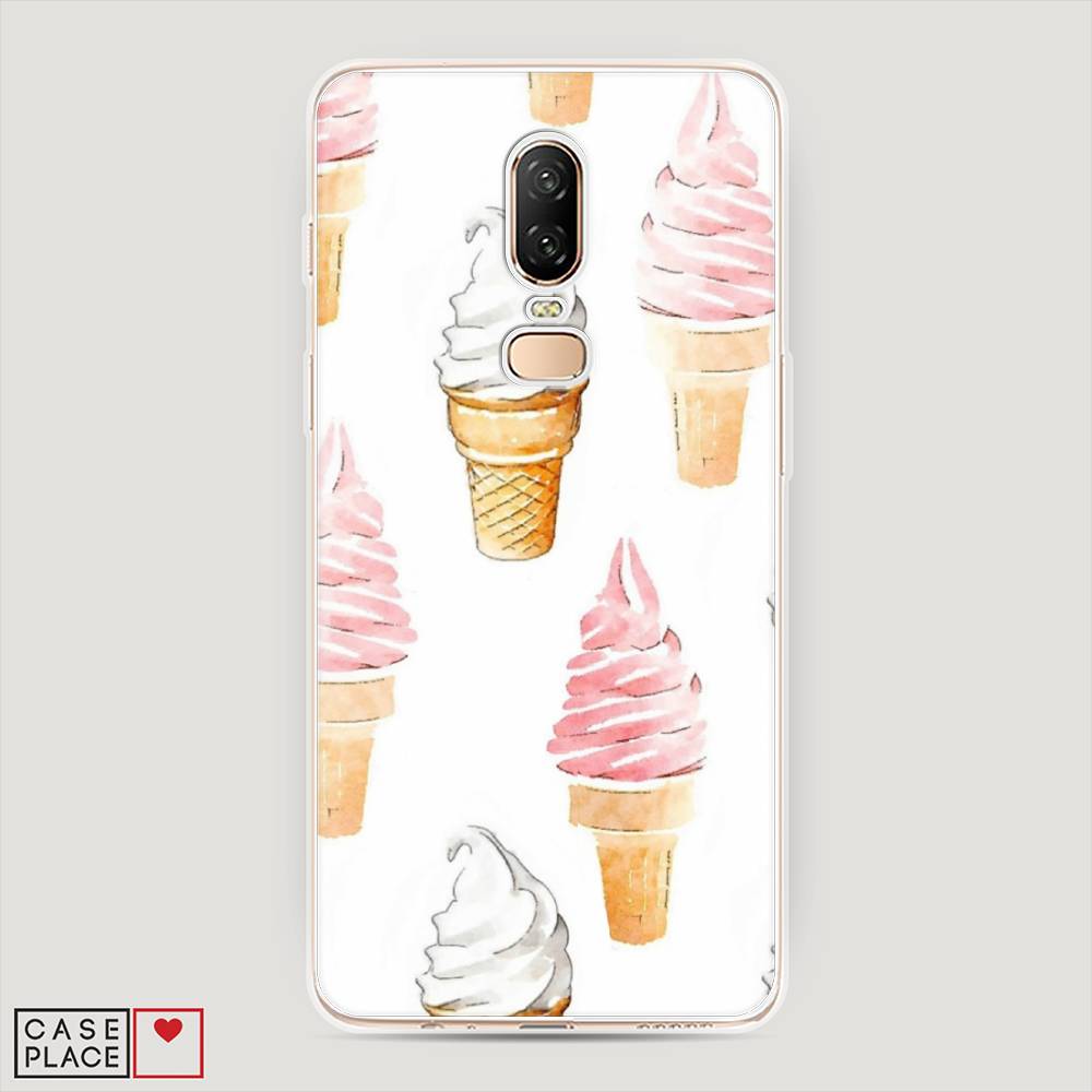 

Чехол Awog на OnePlus 6 / ВанПлас 6 "Нарисованное мороженое", Белый;розовый, 150550-10
