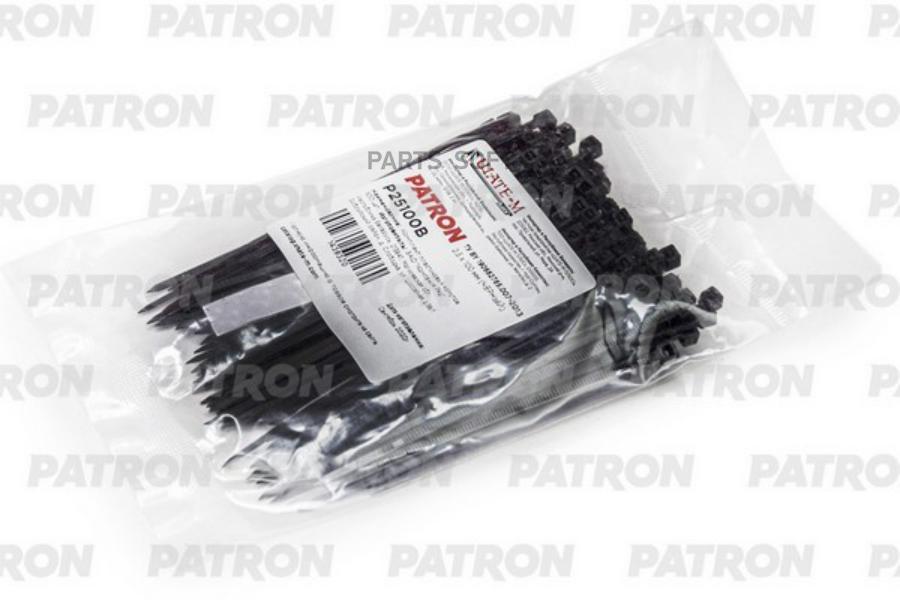 Комплект пластиковых хомутов 2.5 х 100 мм, 100 шт, нейлон, черные PATRON P25100B