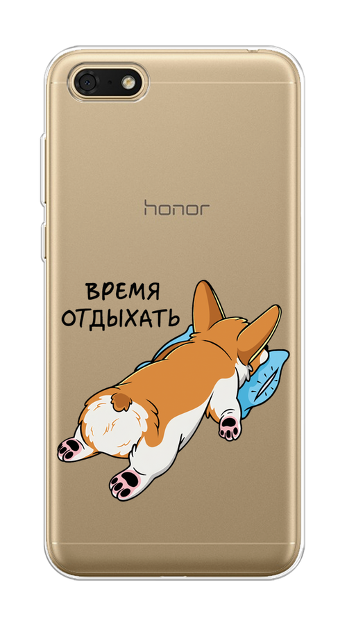 

Чехол на Honor 7A/7A Prime/Y5 Prime 2018/Y5 2018 "Корги отдыхает", Черный;коричневый;голубой, 65250-1