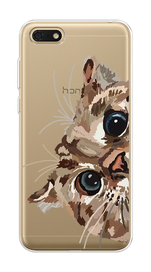 

Чехол на Honor 7A/7A Prime/Y5 Prime 2018/Y5 2018 "Любопытный кот", Коричневый;синий;черный, 65250-1